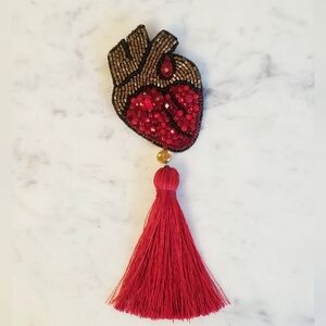 $189 Beaded ❤Heart❤ Tassel Brooch/Pendant